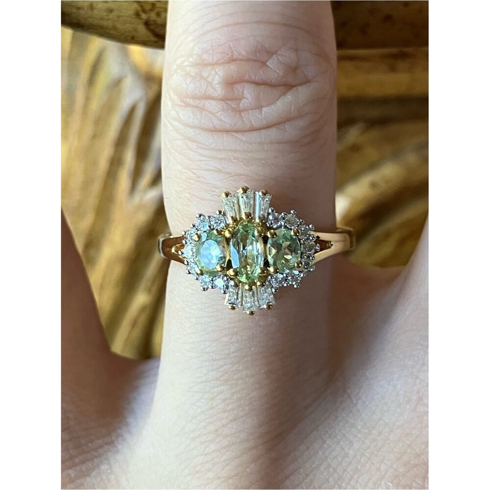 Mint Garnet Moissanite Ring Size 6
